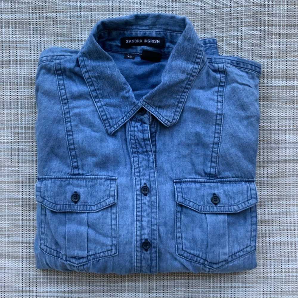 Sandra Ingrish Chambray Button-Up Shirt